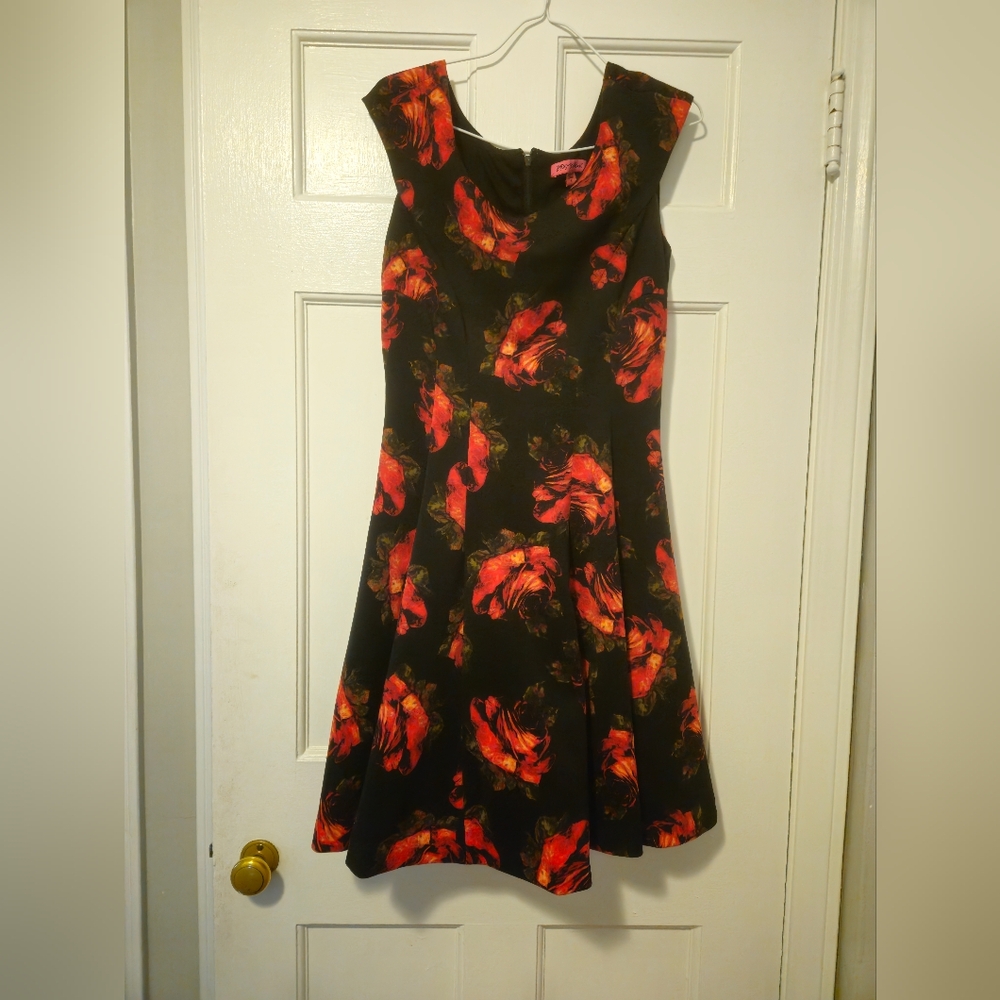 Betsey Johnson Floral Black and Red Dress